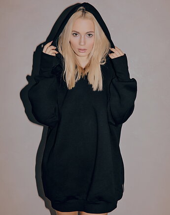 Bawełniana bluza BASIC OVERSIZE z kapturem CZARNA, lemme