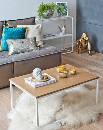ANNABEL - stolik z drewnianym blatem, stolik kawowy, ława kawowa, Papierowka Simple form of furniture