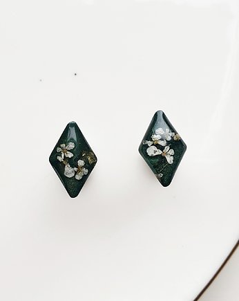 Kolczyki sztyfty z dziką marchwią, Jaskółcze ziele handmade 