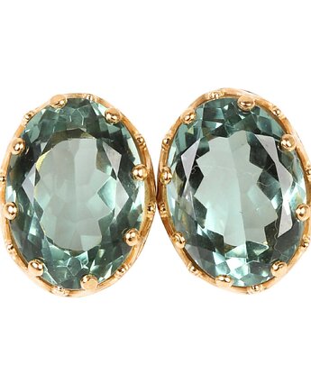 Złote kolczyki Magnifique z zielonym ametystem, Blooming Stones
