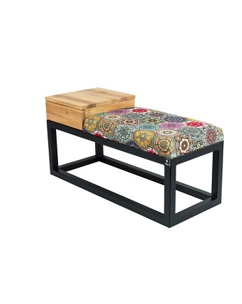 Ławka Pufa Tapicerowana  Stal LGMS-28, EMRA WOOD DESIGN