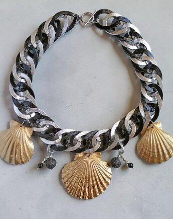 UNIKATOWY designerski naszyjnik z prawdziwych muszli, kaktusia