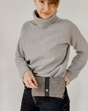 Marmollada - torebka filcowa nerka SZAROBRĄZOWA + c, marmollada