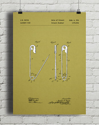 Plakat Agrafka - patent - rysunek techniczny, minimalmill