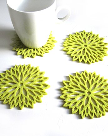 filcowe astry pod kubki limonka 4szt., home variety