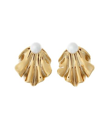 Pozłacane kolczyki muszla z Perłą, Kulka Bransoletki