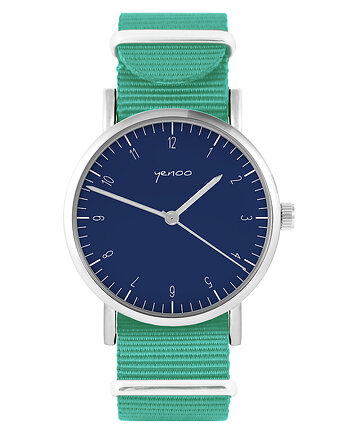 Zegarek -  Simple granatowy  - turkusowy, nylonowy, yenoo