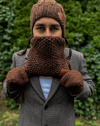 Męski mały komin MERINO Brąz, Brain Inside