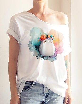 Duszkowy ludzik różowopomarańczowy Biały Oversize, ONE MUG A DAY