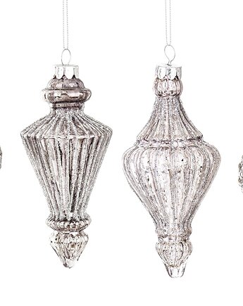 Bombka szklana 4szt. 14x6,5 15x6 cm JOLANDA szarosrebrna, MIA home