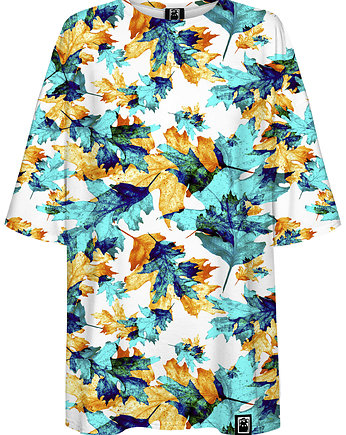 DR.CROW T-shirt Damski Oversize Cyan Leaves, DrCrow