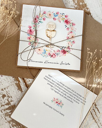 Kartka na komunię - pamiątka komunii ręcznie robiona, sorte