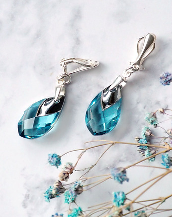 EKSKLUZYWNE SREBRNE KLIPSY z łezkami Swarovski, silvella