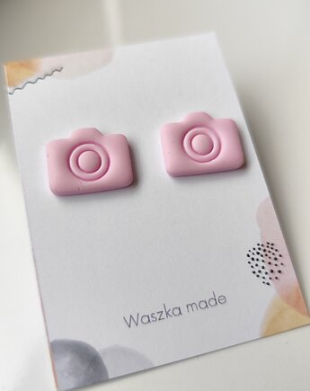 Kolczyki aparat fotograficzny różowe, Waszkamade