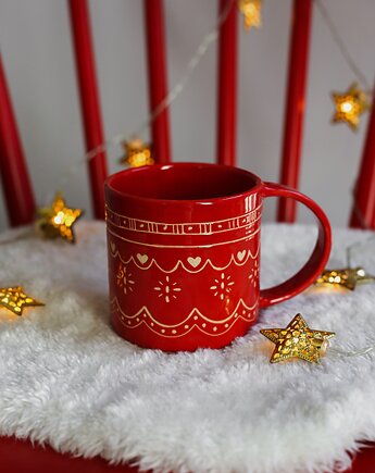 Ceramiczny kubek w świąteczne wzory, Naturalnie, Z Gliny