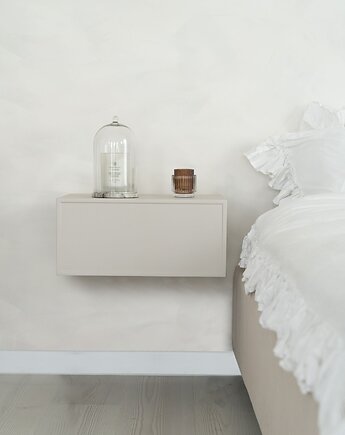 VELORA  Kaszmirowa podwieszana szafka nocna z szufladą, Papierówka Simple form of furniture