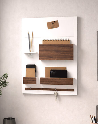 Nowoczesny organizer ścienny z tablicą magnetyczną i suchościeralną, Silva Drewniane Dekoracje