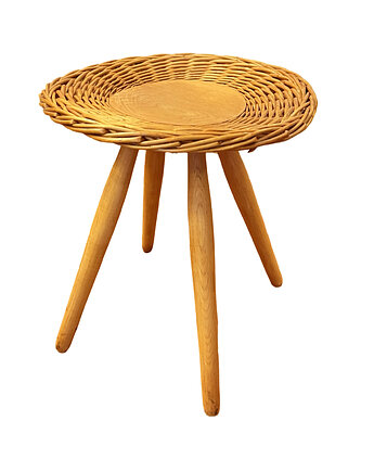Taboret rattanowy proj. J. Kalous, Úluv, Czechosłowacja, lata 60. XX wieku, Good Old Things