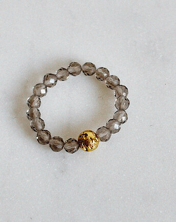 Pierścionek elastyczny Kwarc Dymny, Chmolowska Jewellery