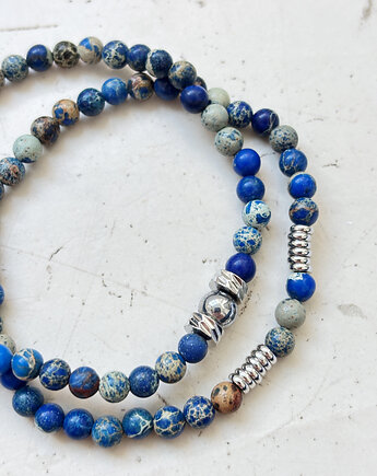 Zestaw męskich bransoletek Jaspis Cesarski Granat, Chmolowska Jewellery