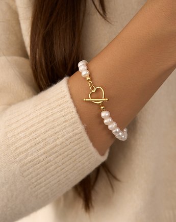 Bransoletka z naturalnych pereł z ozdobnym zapięciem- srebro 925 pozłacane, Coccola JEWELLERY