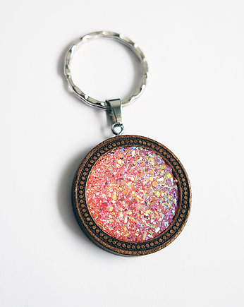 Breloczek - Druzy, różowy - drewniany, yenoo