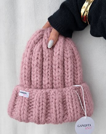 Czapka Nordic 100% wełna pastelowy róż melanż * dostępna od ręki *, GANGSTA KNIT