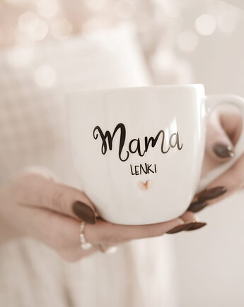 Kubek 300 ml - Mama + Imię ZŁOTE SERCE, Nadzwyczajnie
