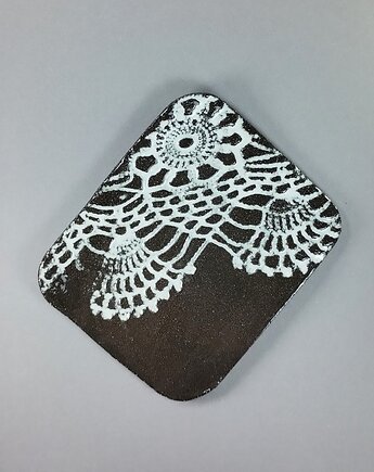 Ceramiczna podstawka pod łyżki Czarna koronka, M.J