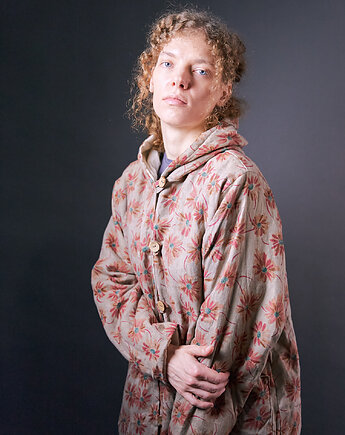 Kurtka ocieplana lniana z kapturem, soie star