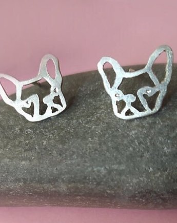Srebrne kolczyki buldogi francuskie, srebro 925, Friedman Jewelry
