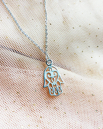 Srebrny Naszyjnik ręka Fatimy Hamsa amulet, Anemon Atelier