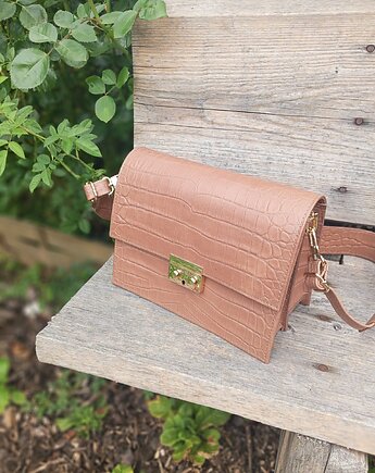 AMELIA II M ciemny nude CroCo limited GOLD, FABIOLA TOREBKI