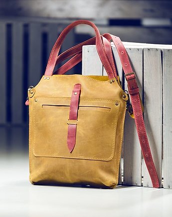 Torba skórzana damska kolorowa na ramię  z długim paskiem, NavahoClothing