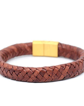 Bransoleta męska brązowa ze złotym satynowym, Kociokwik Jewelry