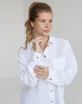 Lniana koszula 100% len PURE WHITE, so linen!