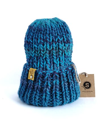 Niebieska czapka zimowa MAXCOLOR, sploteka