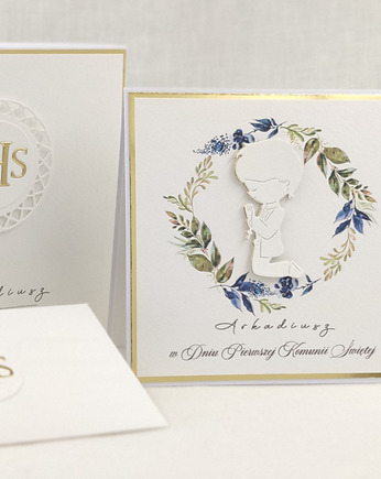 Kartka na komunię z pudełkiem i kopertą, 39C, Anna Art and Crafts