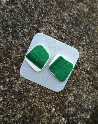 Kolczyki zielone, biżuteria z talerzy