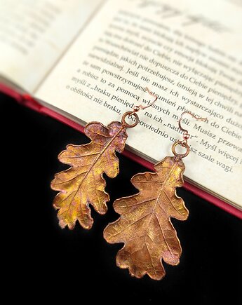 Liście dębu VIII kolczyki miedziane, Treemasters Copper Jewelry