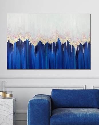 Granatowy obraz abstrakcyjny ze złotem "Enchanted IV" 60x90 cm, AnnSayuri ART