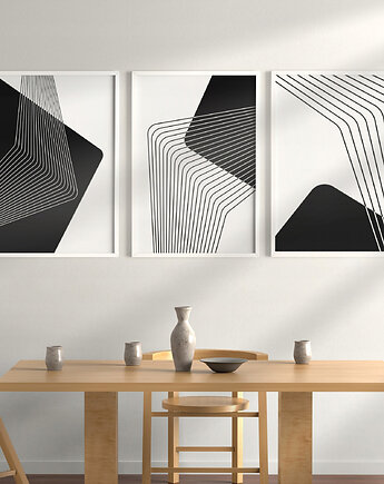 Czarno-białe plakaty geometryczne, minimalistyczne, do salonu, sypialni., Grawisfera