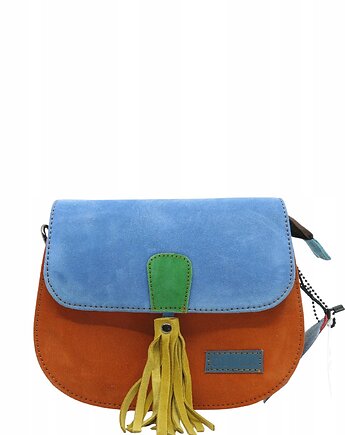 Torebka listonoszka zamszowa damska regulowany pasek kolorowa OLIVKA, Olivka Warsaw