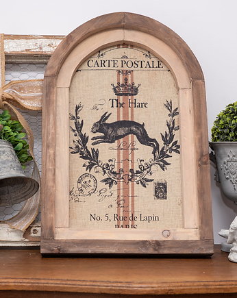 RUSTYKALNA DEKORACJA ŚCIENNA, KRÓLIK, VINTAGE, Retro Styl, ORNAMENTI