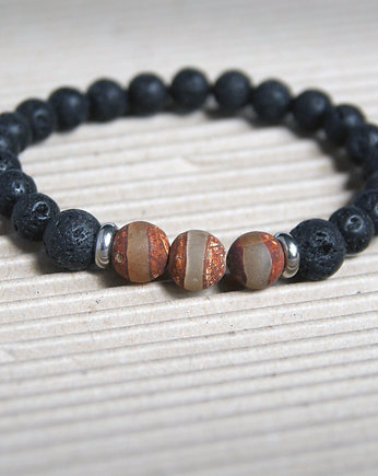 Męska bransoletka :: TALIZMAN :: tibetan agate, kaktusia