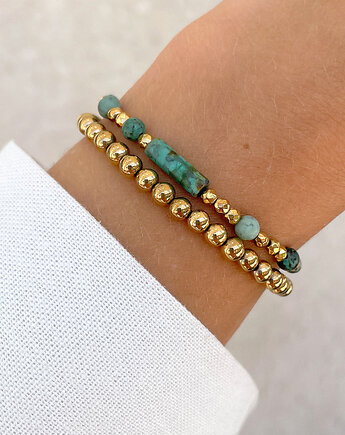 Bransoletki na gumce - turkus z hematytem, Bring Biżuteria