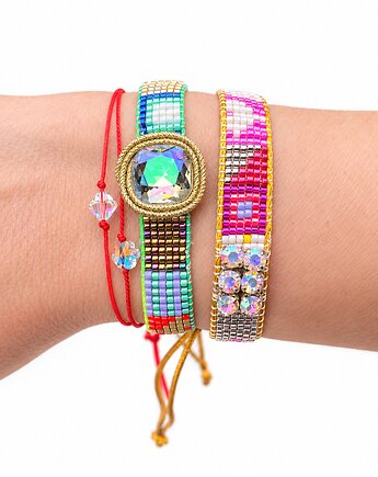 Bransoletka koralikowa z kryształami Swarovski sznurek, lulukalina