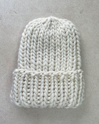 Zimowa czapka z wełny owczej i alpaki Lumi ecru, Made by Jaga
