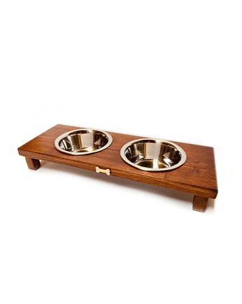 Stojak drewniany bar  dla psa na miski 2 x 0,4 litra, HauWow Robione Recznie