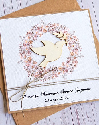 Kartka, PERSONALIZACJA : I Komunia Święta : gołąb III